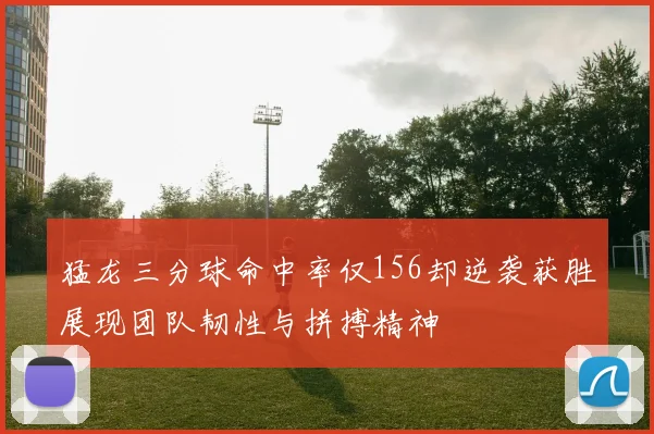猛龙三分球命中率仅156却逆袭获胜展现团队韧性与拼搏精神